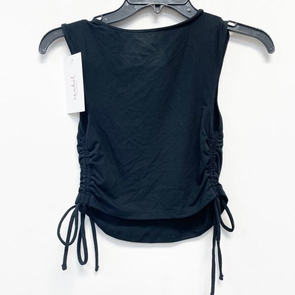 Isabel By Ingrid & Isabel Black Sleeveless Ruched Side Tie Tank Maternity Top XS - Picture 3 of 6